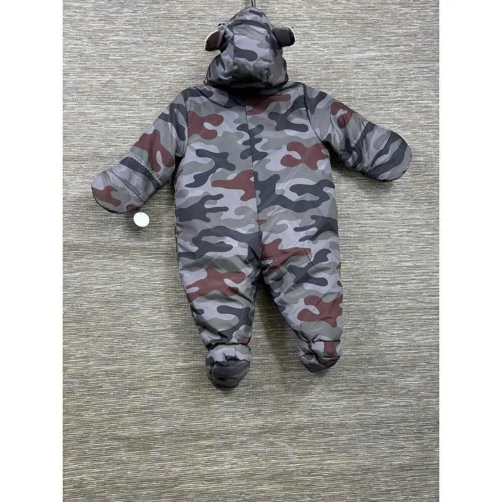 Carter's Snowsuit Boys 6-9 Months Gray Camo Hooded Bunting Insulated Winter